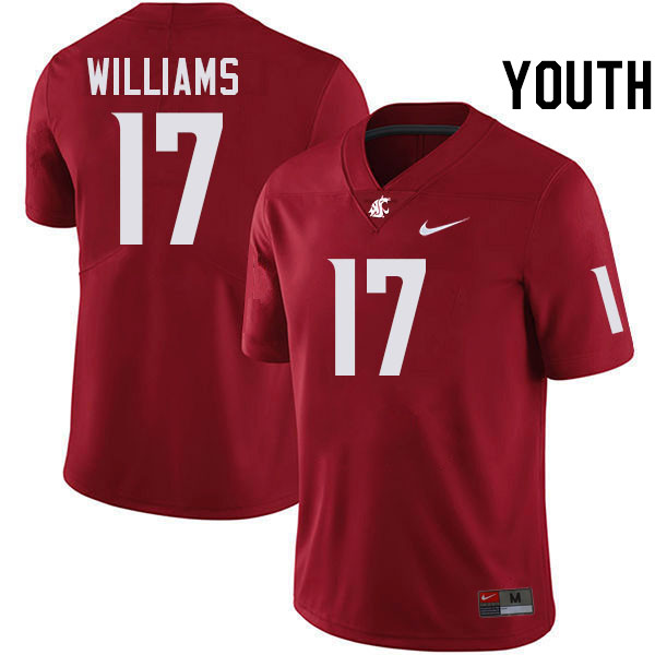 Youth #17 King Williams Washington State Cougars College Football Jerseys Stitched-Crimson